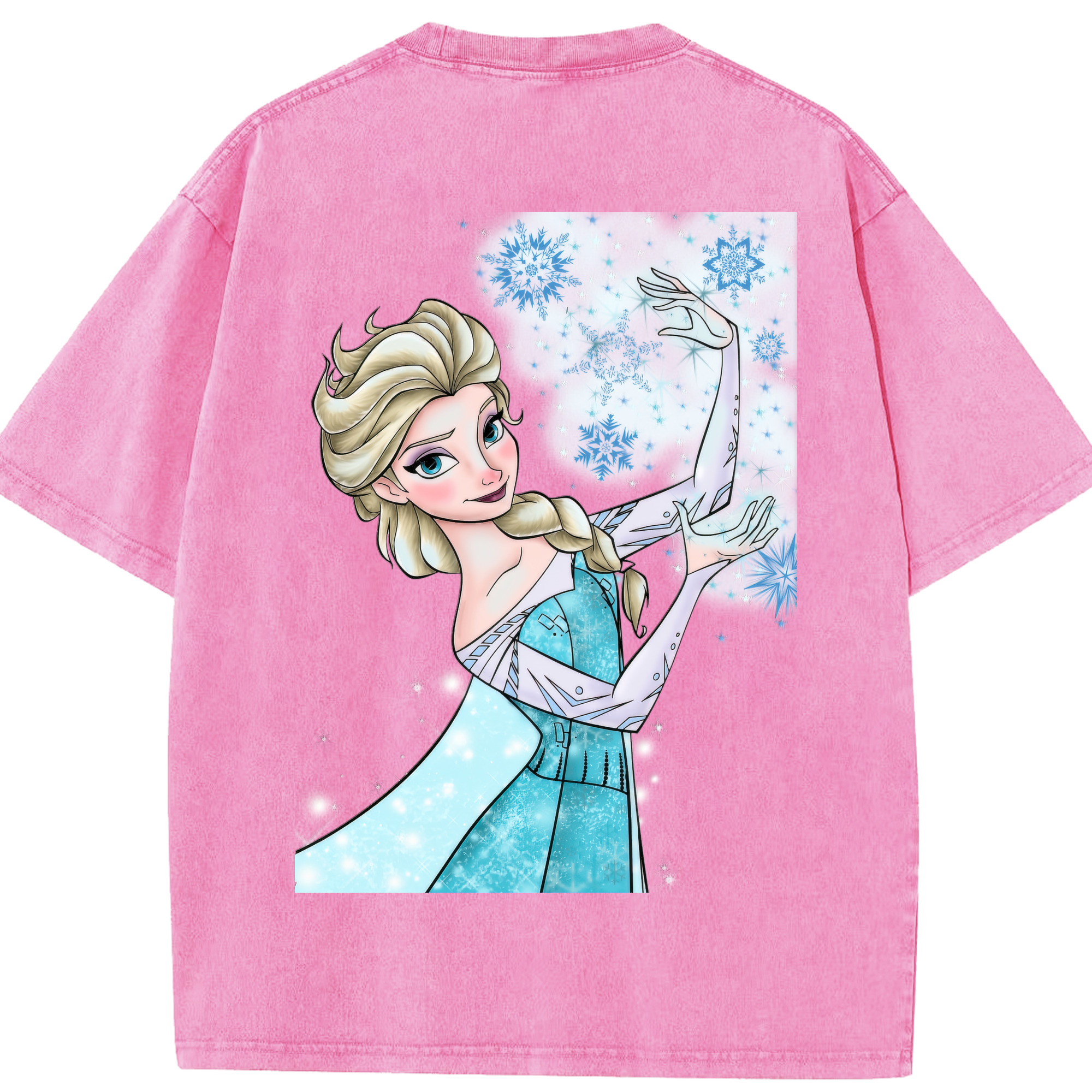 （画像用） アナと雪の女王 アンナ エルサ Frozen Anna Elsa 綿100% ヴィンテージ風 半袖Tシャツ（背面プリント）